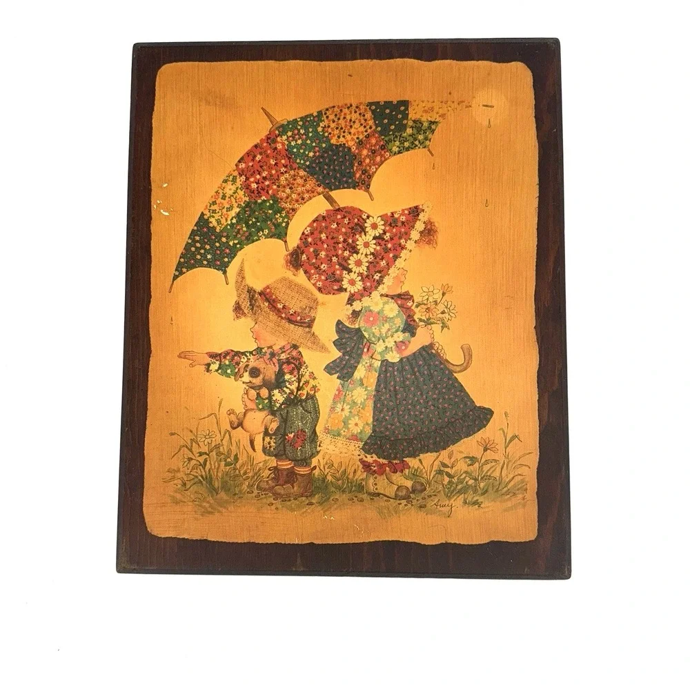 Vintage Children Wall Art Plaques Set of 3 Nostalgic Storybook Style Decor‎